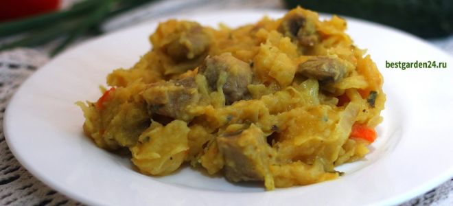 Тушеная капуста с грибами